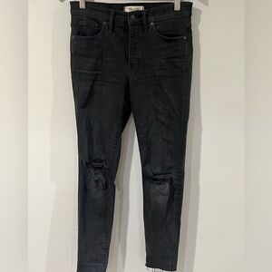 Women’s US 27 Madewell Washed Black 9” High-Rise Skinny Distressed Denim Jeans